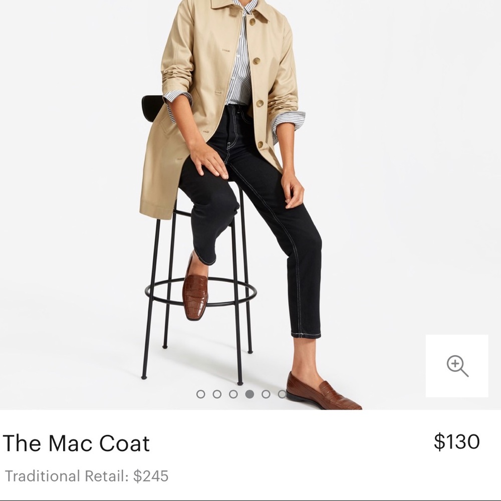 Everlane The Mac Coat in Khaki, Size 8